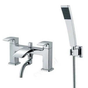 Essential Crest Bath Shower Mixer Tap, 2 Tap Holes, Handset And Hose, Chrome - Picture 1 of 1