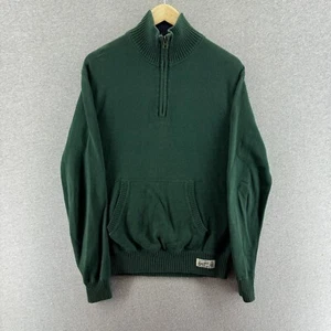 Vintage Polo Jeans Co. Ralph Lauren Sweater Mens Medium Green Patch Logo 1/4 Zip - Picture 1 of 9