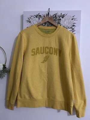 Saucony Brushed Cotton Crew Neck Yellow Sweatshirt Soft Womens Sz Small - Image 1 of 4