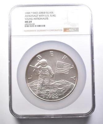 MS69 1988 P SWO-208IIB Young Astronauts Silver Medal NGC *0640 - Image 1 of 3