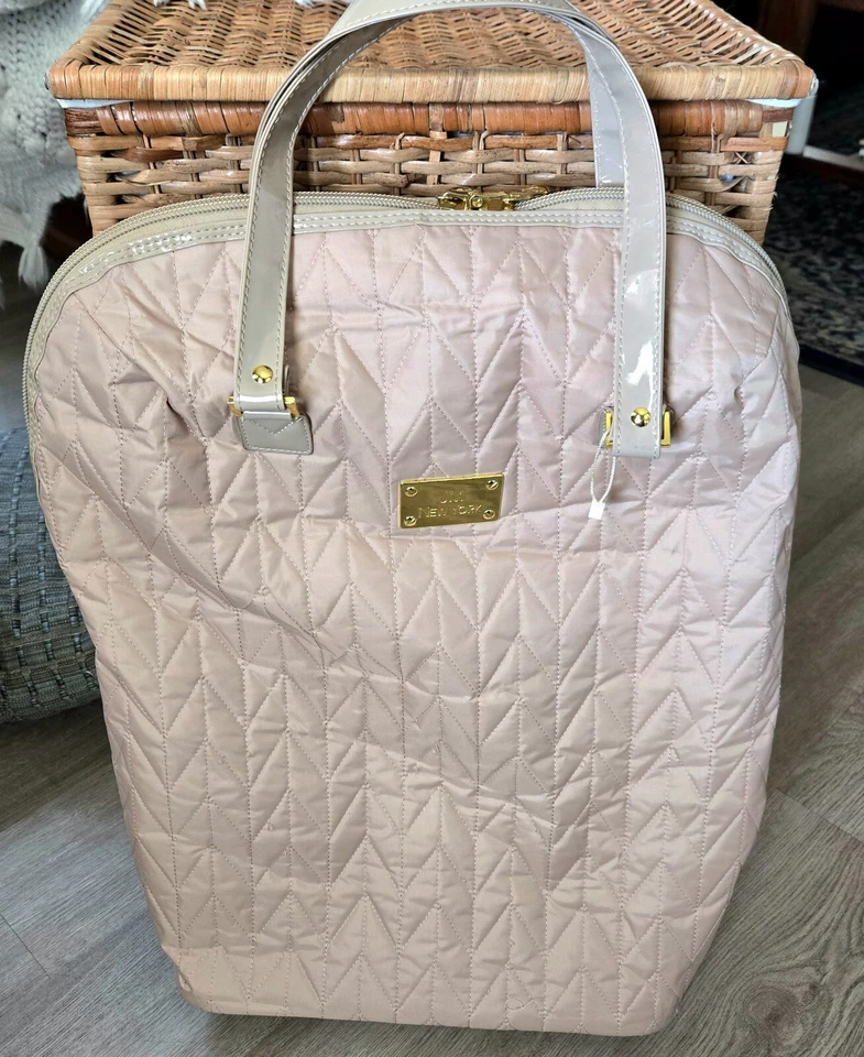 JM Joy Mangano New York Beige Soft Shell Quilted Rolling Carry On 22" - Image 1 of 4