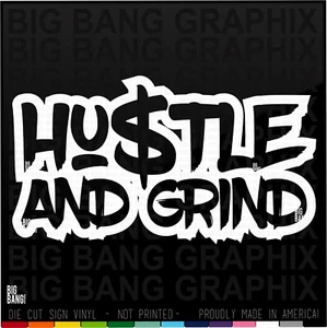 Calcomanía adhesiva de vinilo Hustle escrita a mano envejecida - Imagen 1 de 4
