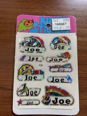 Vintage 80’s Foil Personalized Name Stickers JOE Decal Specialties Labels NIP - Image 1 of 4
