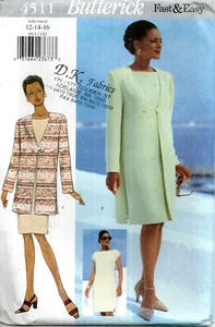 Butterick 4511 Misses/Petite Loose Fitting Jacket and Dress Size 12 - 16 - Picture 1 of 2