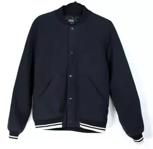 A.P.C. Navy Blue Cotton & Wool Snap-Front Men's Varsity Jacket M - Picture 1 of 6