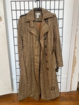 gabardina mujer tweed, talla 2, marrón, forrada seda, detalles corbata Foto 1 de 4