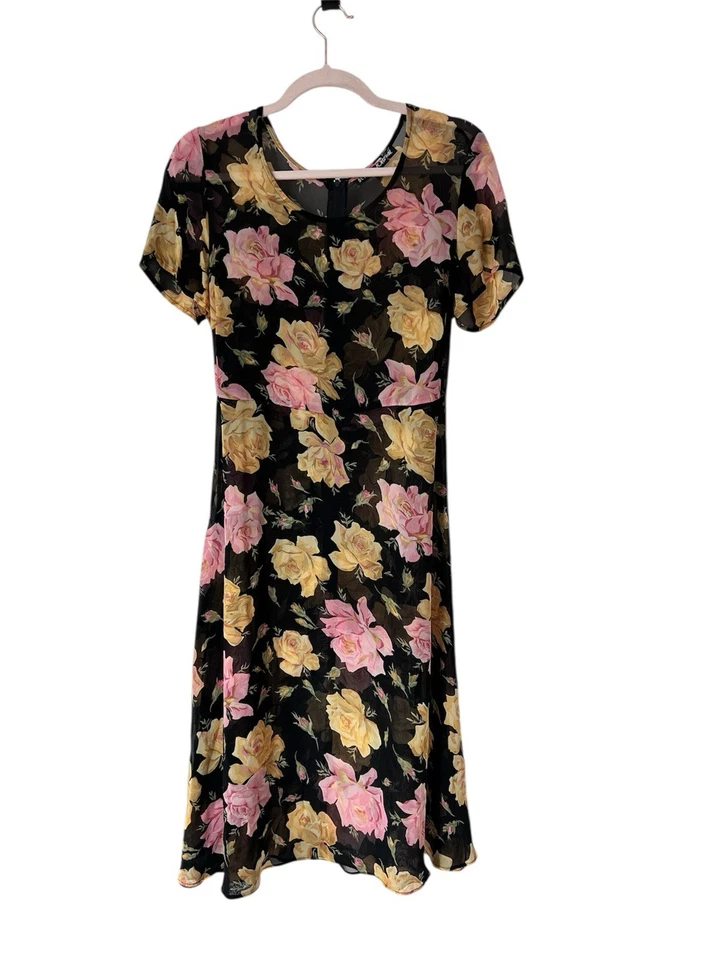 Vestido Vintage Betsey Johnson Y2K Floral Transparente Pequeño Hecho en EE. UU. Foto 1 de 4