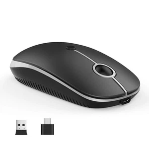 Type C Wireless Mouse,USB C MacBook Wireless Mouse Dual Mode 2.4G Cordless Mi... - Picture 1 of 8