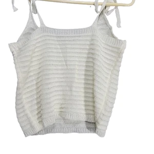 Women's Open Knit Halter Top Tie Strap Lightweight Cream Size M Festival Season - Picture 1 of 7