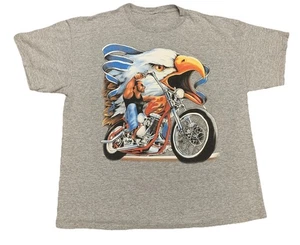 Vintage Screaming Eagle Biker Tee T-shirt Gray Sz Large Motorcycle USA MK - Picture 1 of 5