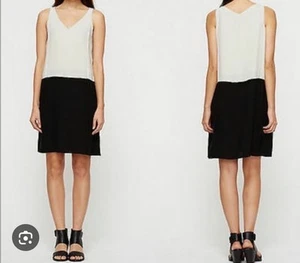 Eileen Fisher Two-tone Silk Shift Dress in Bone Black Size M - Picture 1 of 10