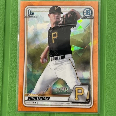 2020 Bowman Chrome Sapphire Edition Orange 75/75 Aaron Shortridge #BCP-9 BookEnd - Image 1 of 2