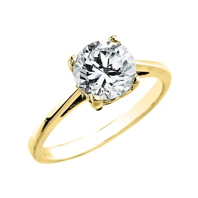 Gold 2.50 ct Cubic Zirconia Dainty Solitaire Engagement Ring(Yellow/Rose/White) - Image 1 of 3