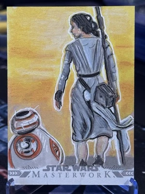 Star Wars Topps 2022 Masterwork Rey & BB-8 Sketch Card By Jane Rushton - Image 1 of 2