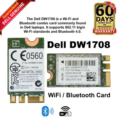 Dell Inspiron Wireless PCI Card Broadcom 5455 E7240 150Mbps 300Mbps M.2 WC50G - Image 1 of 4