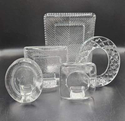 Vintage Desk Standing Picture Frame Lot - Solid Glass Mix-Matched Set Of 5 - Image 1 of 4