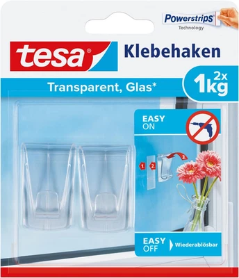 Tesa Klebehaken Für Transparente Oberflächen Und Glas (1 Kg) - Durchsichtige, Se - Bild 1 von 4