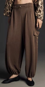 Anthropologie Pantaloni Elastici Paracadute Taglia XSRelaxed Cinched Coulisse Marrone - Foto 1 di 9