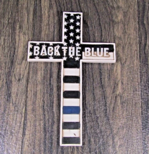 Back The Blue Police Department Memorial Wall Cross 8" X 6" - Picture 1 of 6