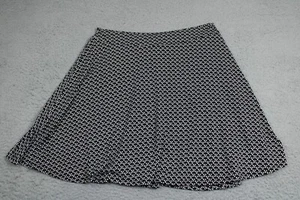 Renee C Skirt Womens Medium Petite Black White Polka Dot Pull On Stretch Lined - Picture 1 of 8