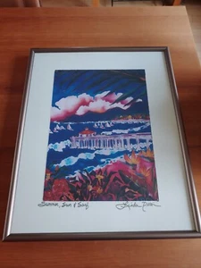 Gerahmt "Sommer, Sonne & Brandung" von der berühmten Laguna Beach Künstlerin Linda Pirri - Bild 1 von 2