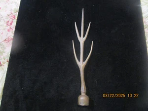 Antique Brass LIGHNTING ROD Topper Finial Flat Twig Variant Original Finish Vtg - Picture 1 of 8