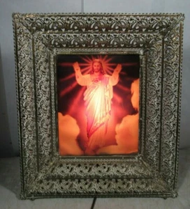 Vintage Lighted 3-D Jesus Arms Raised Religious Display Movement Effect - Bild 1 von 8