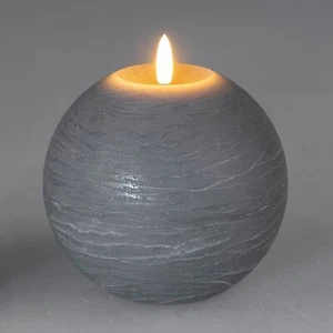 LED Kugelkerze RUSTIK grau D. 12cm Wachs mit Timer Formano - Bild 1 von 2