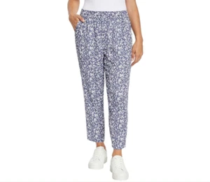 Jessica Simpson Ladies' Pull-On Ankle Pants Printed Blue Floral Size XL - Picture 1 of 3