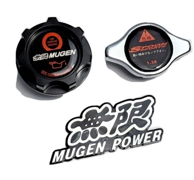 RADIATOR CAP SPOON SPORTS + BLACK OIL CAP FOR HONDA & ACURA MUGEN RED SI EG EK - Image 1 of 4