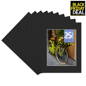 Pack of 25 16x20 Black Picture Mats with White Core Bevel Cut for 11x14 Photo - Picture 1 of 5