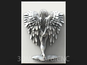 3D Model STL File for CNC Router Laser & 3D Printer Angel with a Gun