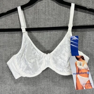 Sujetador vintage Maidenform Everyday Romance para mujer talla 36B con aros encaje blanco 9209 - Imagen 1 de 15