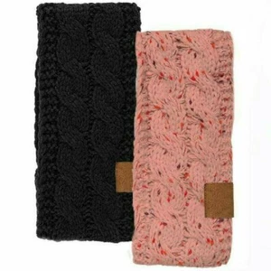 2er Pack Strick Stirnband Ohrenwärmer Einheitsgröße Burgunderrot und Konfetti Rosa - Bild 1 von 3