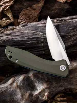 CIVIVI KNIVES CIVIVI BAKLASH FLIPPER KNIFE OD GREEN G10 HANDLE 9Cr18MoV STAINLESS STEEL C801A