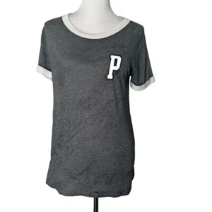 Victoria's Secret PINK Womens Gray Tee White P Logo Shirt Lightweight Size S - Bild 1 von 13