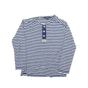 POLO RALPH LAUREN Striped T-Shirt Blue Long Sleeve Girls S - Picture 1 of 6