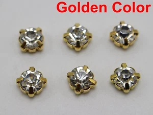 Craft Golden Clear Crystal Glass Rose Montees Sew on Rhinestones Beads 4mm-10mm - Imagen 1 de 14
