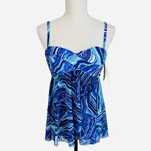 NUEVO CON ETIQUETAS Gottex Profile Azul Cuarzo Malla Traje de Baño de Una Pieza Talla 6  - Imagen 1 de 15