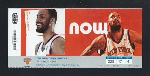 LEBRON vs CARMELO - HEAT @ KNICKS 2012 FULL BASKETBALL TICKET - NOVEMBER 2 Cover