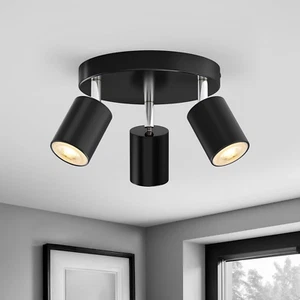 Faretti Da Soffitto Rotonda, Lampadario Faretti Orientabili, Plafoniera 3 Farett - Foto 1 di 7