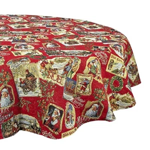 Tapiz redondo de tela roja mantel de Navidad círculo mantel cubiertas de mesa - Imagen 1 de 6