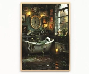 Impresión de fantasma en baño Dark Academia IMAGEN decoración de pared gótica gótica A4 SIN MARCO - Imagen 1 de 1