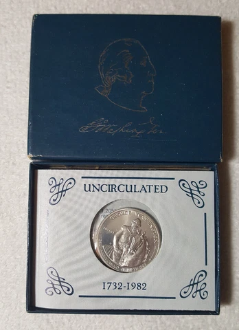 1982 D GEORGE WASHINGTON 90% SILVER HALF DOLLAR with BOX & COA Cover