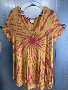 Lularoe Short Sleeve Blouse Yellow And Red Size XL High Low - Picture 1 of 18