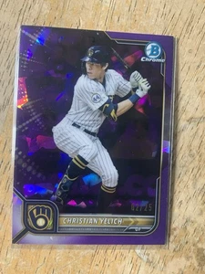 Christian Yelich ‘22 Bowman Chrome PURPLE ICE (02/25) - Picture 1 of 2