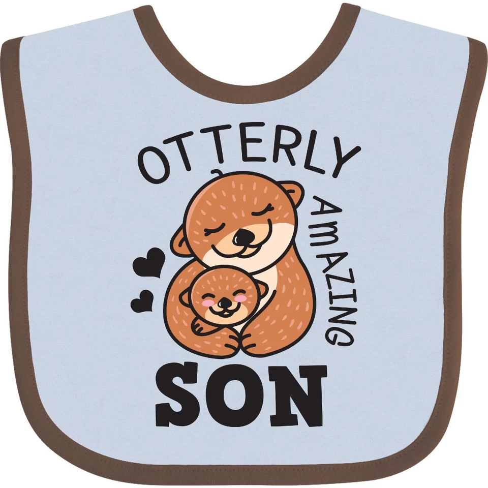 Lindo babero de bebé nutria de tinta increíble hijo con madre e hijo nutria niños Foto 1 de 1