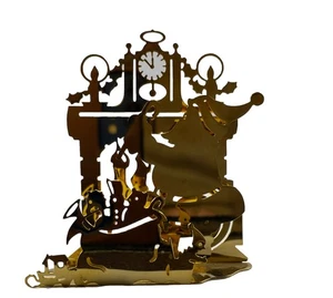 Lunt Plateros Santa Chimenea Manto Navidad Adorno Caja Dorada De Colección - Imagen 1 de 11