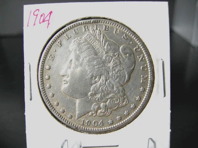 Dólar de plata Morgan 1904-P XF moneda de $1 extremadamente fina Philadelphia Mint Rim bump Foto 1 de 2
