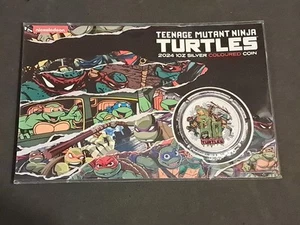 Tortugas Ninja Teenage Mutant 2024 40 aniversario. Moneda sellada de plata de 1 oz en tarjeta - Imagen 1 de 5